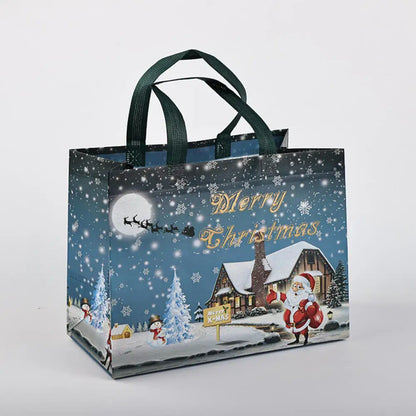 Non Woven Fabric Waterproof Gift Tote Bag Christmas Party Folding Bag Clothing Storage Bag Noel Navidad Print Package Gift Bag