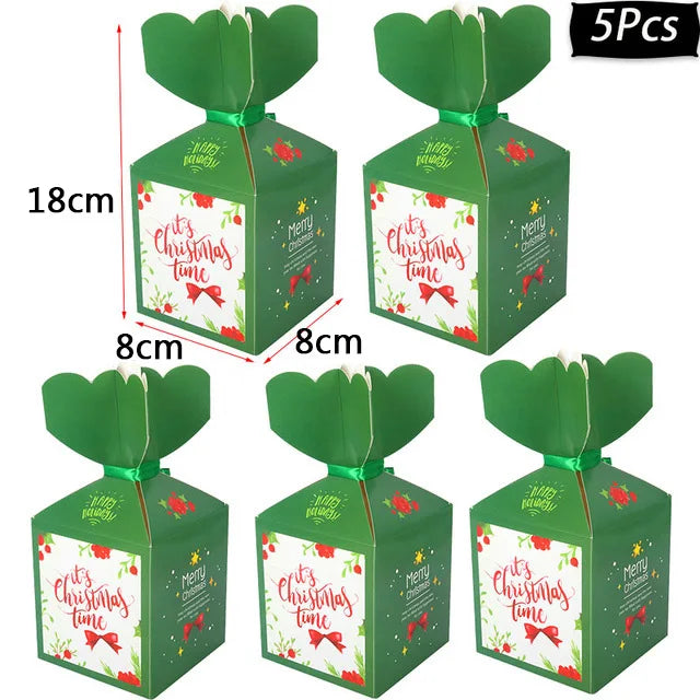 Christmas Gift Packing Bags Santa Claus Snowman Candy Cookie Box Xmas Navidad 2024 New Year Party Favor Bag Christmas Decoration