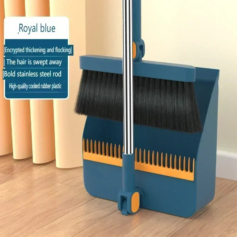 2PCS/Set Foldable Broom And Scoop Set Upright Dust Pan And Brush Set 180 Degree Rotation Dustless Floor Soft Brush Home