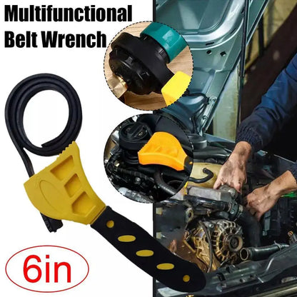 1Pc 6inch Belt Wrench Oil Filter Puller Strap Spanner Chain Wrench Strap Opener, Adjustable Disassembly Wrench Tools