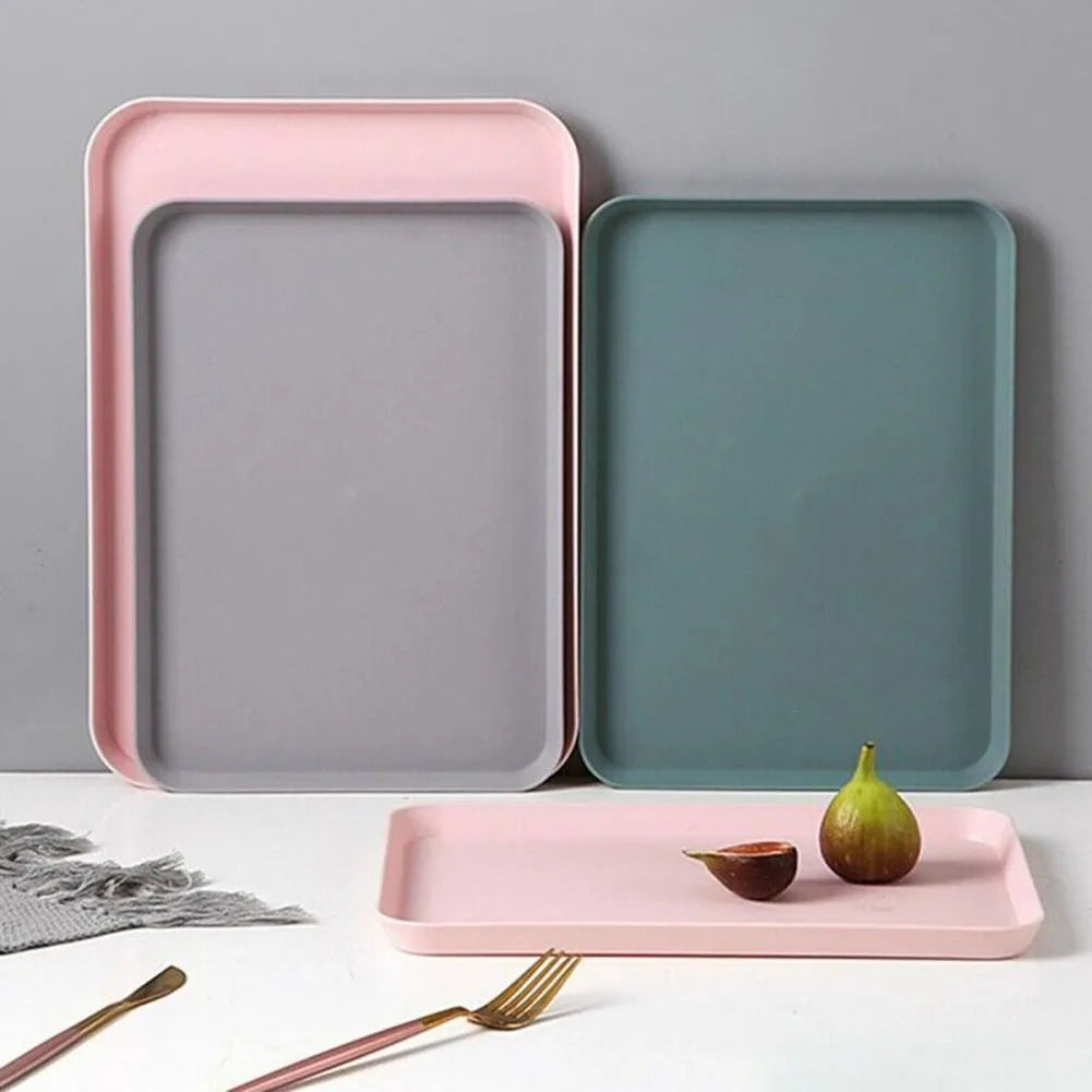 Rectangular Tea Tray Serving Tray Anti Slip Scratch Resistant Plastic Food Kitchen Organizer Home Kitchen Fruit Dessert Tray