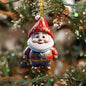 Acrylic Flat Santa Claus Christmas Snowman Character Pendant Ornament for Christmas Tree Holiday Party Car Decoration Gift