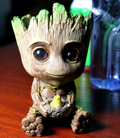 Small Cute Tree Man Groot Flowerpot Pen Pot Figure Model Toys Christmas Gifts for Kids Office Decoration