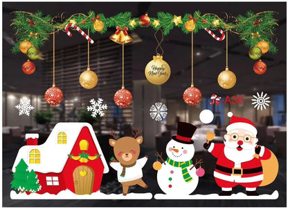 Merry Christmas Decoration for Home 2025 Wall Window Sticker Ornaments Garland New Year Festoon Christmas Decoration 2024 Noel