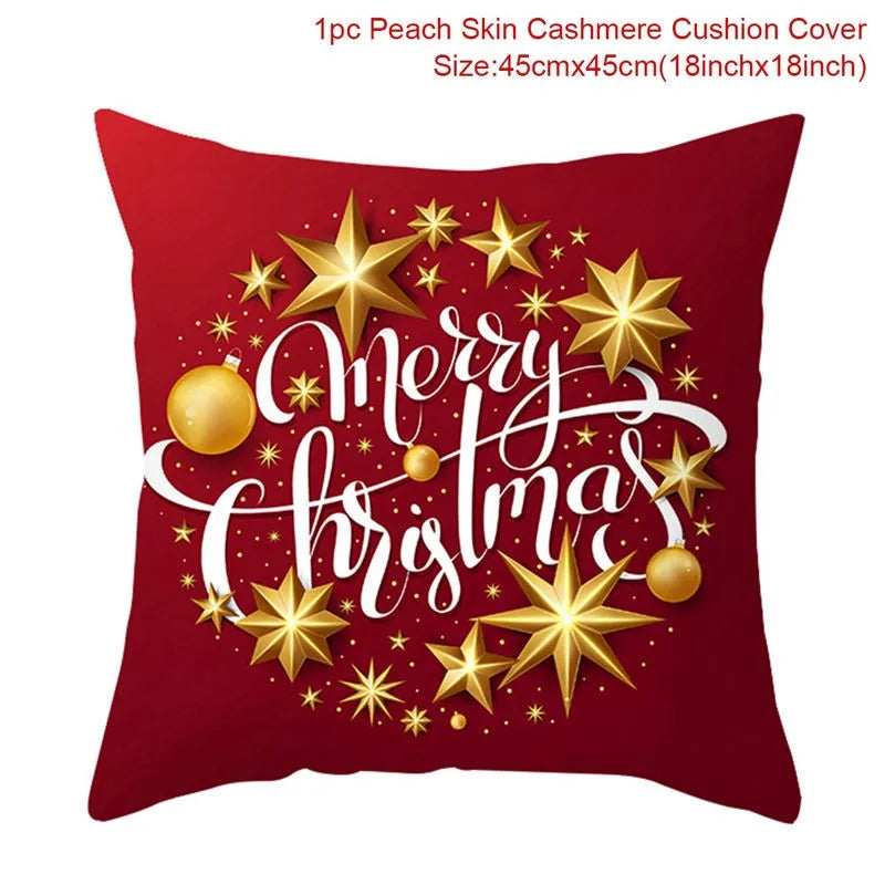 45cm Christmas Cushion Cover Navidad Merry Christmas Decorations For Home 2024 Xmas Noel Cristmas Ornaments New Year Gifts 2025