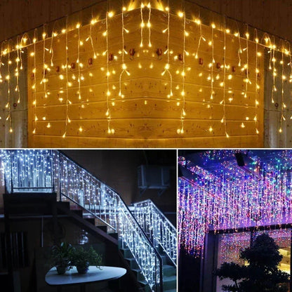 Outdoor LED 4x0.6m Holiday Light Garland for Patio Christmas Lights Fairy String Curtain Light Street Wedding Garden Decoration