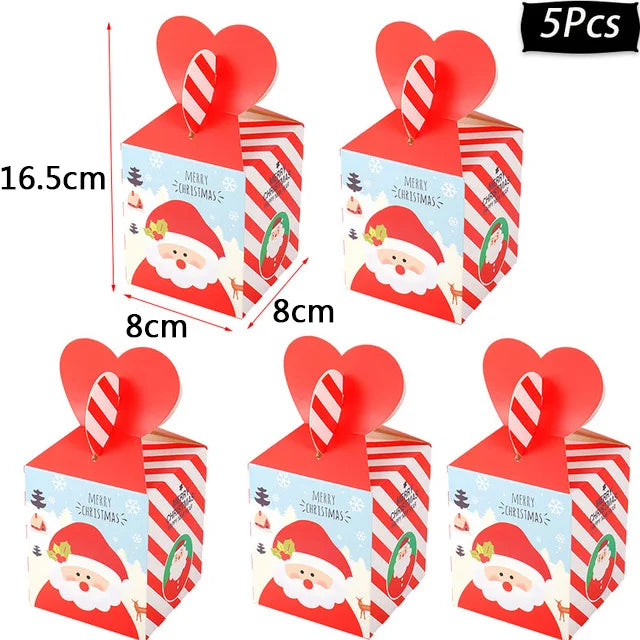 Christmas Gift Packing Bags Santa Claus Snowman Candy Cookie Box Xmas Navidad 2024 New Year Party Favor Bag Christmas Decoration