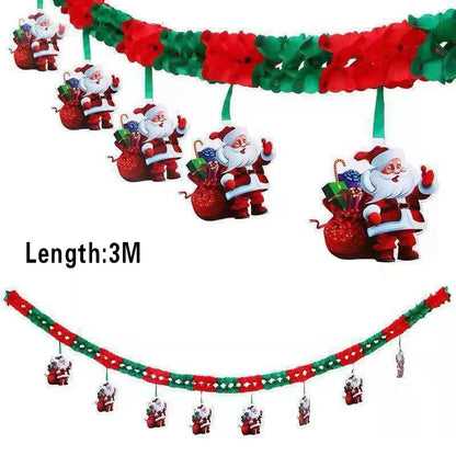 Santa Claus Christmas Tree Door Cover -185x90cm Festive Holiday Decoration Versatile Hanging for Entrance and Room