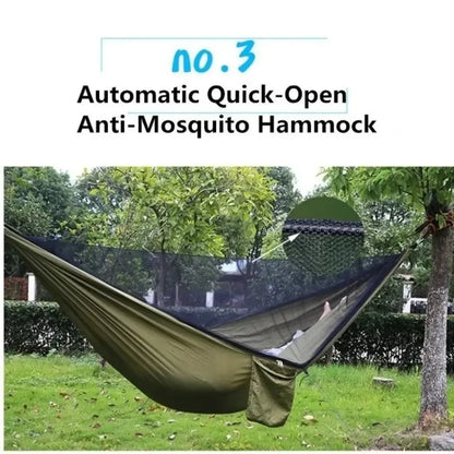 Outdoor Camping Hammock With Mosquito Net Lightweight Hanging Hammocks High Strength Parachute Fabric Hanging Bed Net 250x120cm