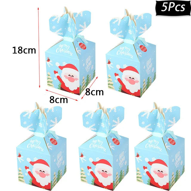 Christmas Gift Packing Bags Santa Claus Snowman Candy Cookie Box Xmas Navidad 2024 New Year Party Favor Bag Christmas Decoration