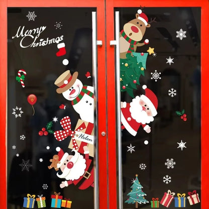 Merry Christmas Decoration for Home 2025 Wall Window Sticker Ornaments Garland New Year Festoon Christmas Decoration 2024 Noel