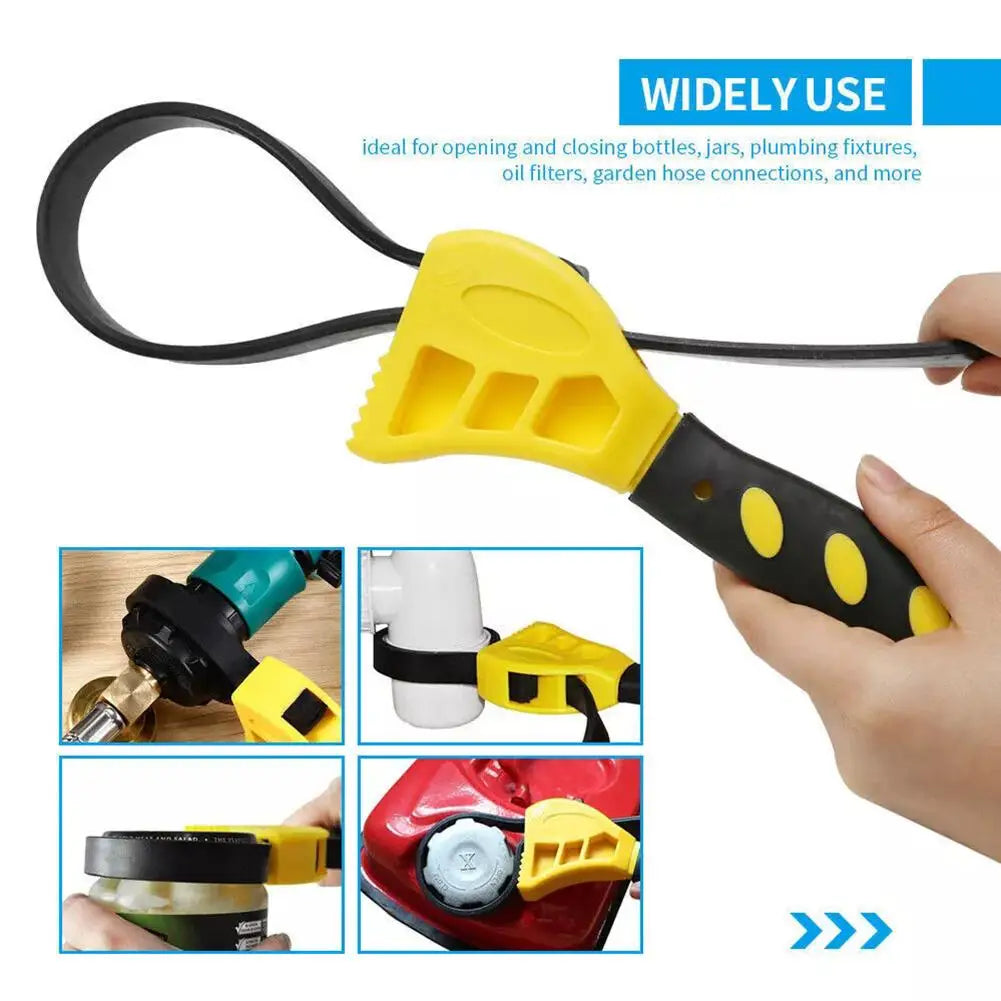 1Pc 6inch Belt Wrench Oil Filter Puller Strap Spanner Chain Wrench Strap Opener, Adjustable Disassembly Wrench Tools