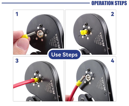 Инструмент для обжима наконечников, саморегулирующиеся шестигранные клещи для обжима проводов YE 16-6E для AWG 20-5 (0,5-16 мм²), инструмент для обжима проводов с храповым механизмом