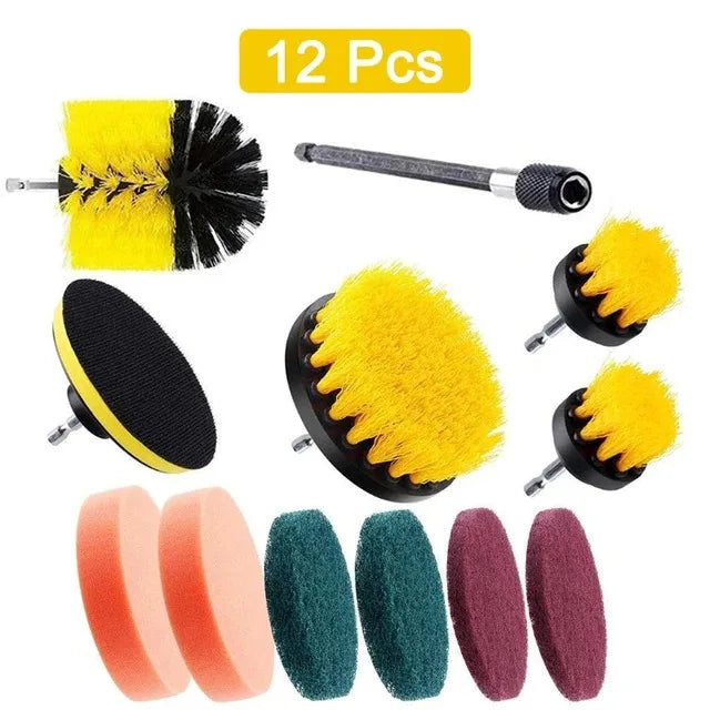 3Pcs/Set Electric Scrubber Brush Drill Brush Kit Plastic Round Cleaning Brush For Carpet Glass Car Tires Nylon Brushes 2/3.5/4''