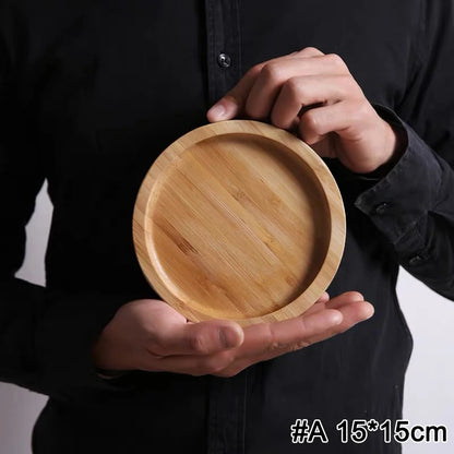 Home Bamboo Serving Tray Round Square Rectangle Breakfast Dessert Cake Tray Decorative Coffee Tea Platter Dinner Plate