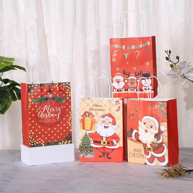 Christmas Gift Packing Bags Santa Claus Snowman Candy Cookie Box Xmas Navidad 2024 New Year Party Favor Bag Christmas Decoration