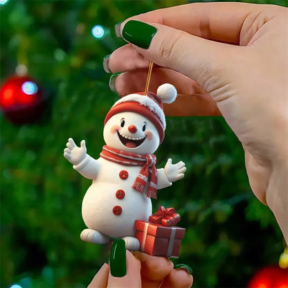 Christmas Decoration Pendant 2D Acrylic Cartoon Christmas Snowman Home Garden Christmas Tree Pendant Party Decoration Supplies