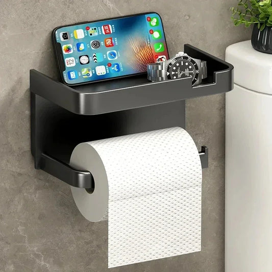 2024 New Plastic Steel Toilet Paper Holder Bathroom Wall Mount WC Paper Phone Holder Shelf Towel Roll shelf Accessories