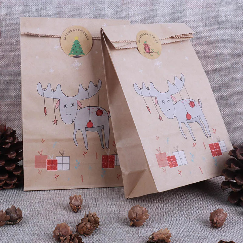 Christmas Gift Packing Bags Santa Claus Snowman Candy Cookie Box Xmas Navidad 2024 New Year Party Favor Bag Christmas Decoration