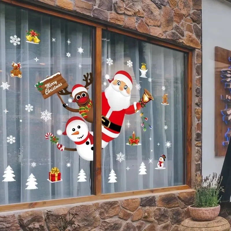 Merry Christmas Decoration for Home 2025 Wall Window Sticker Ornaments Garland New Year Festoon Christmas Decoration 2024 Noel