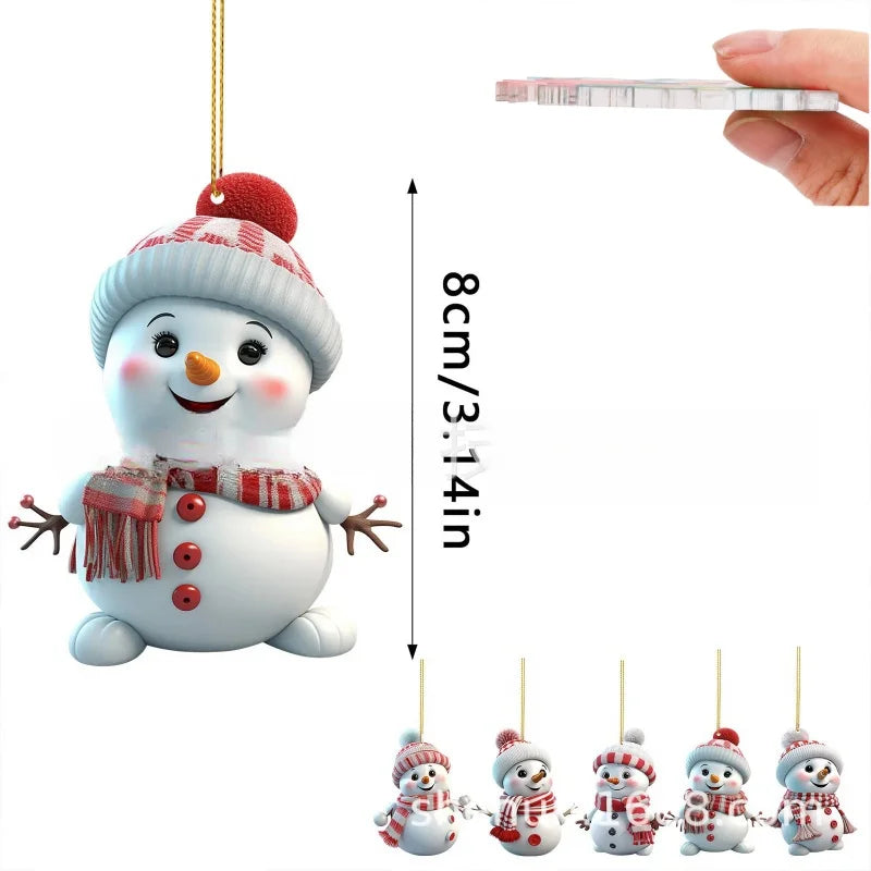 Christmas Decoration Pendant 2D Acrylic Cartoon Christmas Snowman Home Garden Christmas Tree Pendant Party Decoration Decora