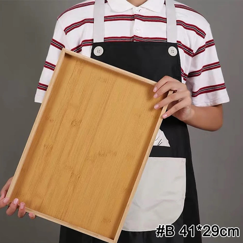 Home Bamboo Serving Tray Round Square Rectangle Breakfast Dessert Cake Tray Decorative Coffee Tea Platter Dinner Plate