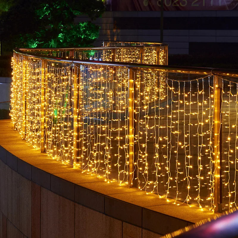 Outdoor LED 4x0.6m Holiday Light Garland for Patio Christmas Lights Fairy String Curtain Light Street Wedding Garden Decoration