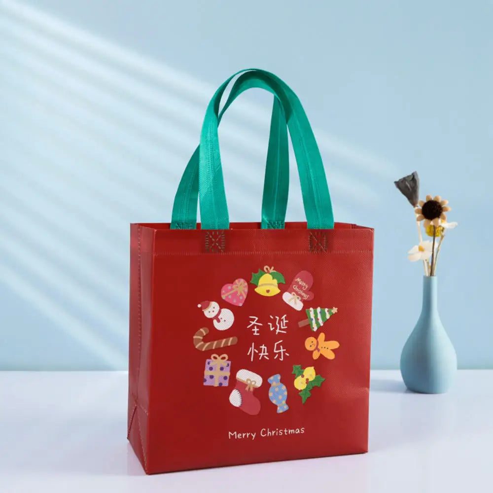 Non Woven Fabric Waterproof Gift Tote Bag Christmas Party Folding Bag Clothing Storage Bag Noel Navidad Print Package Gift Bag