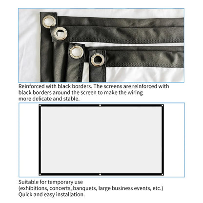 16:9 Простая занавеска для проектора 60/72/84/100/120/150 дюймов Портативный HD-дисплей Экран Домашний кинотеатр Кинотеатр Домашний офис на открытом воздухе