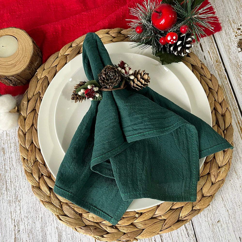 Set of 6 Cotton Cloth Napkins 30x45cm Christmas New Year Decor Fabric Serviette Kitchen Tea Towel Home Wedding Table Decoration