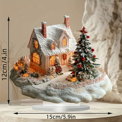 Snowhouse Christmas Decorations Desktop Ornament Winter Kids Family Portrait Decor Farmhouse Vacation Desktop Decoration Acrylic