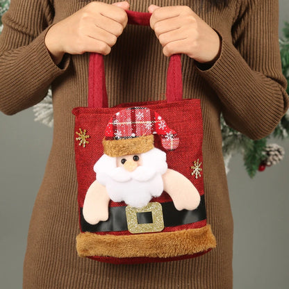 Christmas Gift Bag Linen Cloth New Year Children's Candy Handbag Christmas Eve Apple Storage Bag Xmas Santa Claus Wholesale 2023