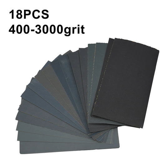 18pcs/Set Sandpaper 400,600,800,1000,1200,1500,2000,2500,3000 Grit  Sandpaper Wet / Dry Sanding Paper Abrasive Polishing Tools