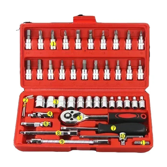 Complete set of hardware kit for automotive mechanical maintenance, vehicle mounted socket wrench toolbox, and combination parts