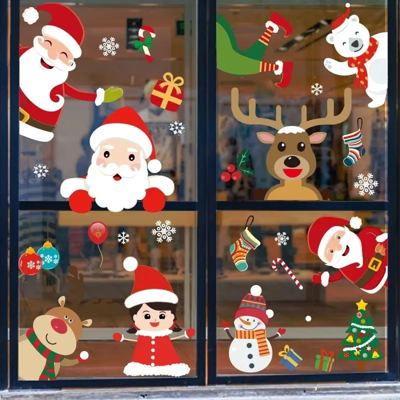 Merry Christmas Decoration for Home 2025 Wall Window Sticker Ornaments Garland New Year Festoon Christmas Decoration 2024 Noel