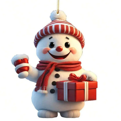 Christmas Decoration Pendant 2D Acrylic Cartoon Christmas Snowman Home Garden Christmas Tree Pendant Party Decoration Supplies