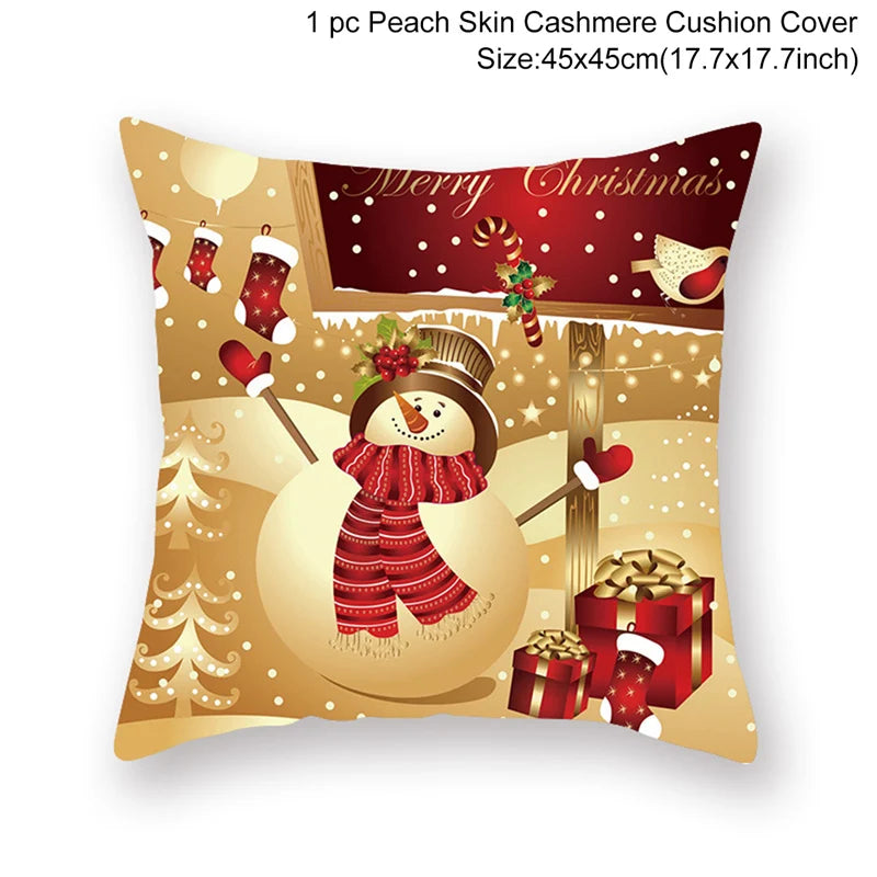 45cm Christmas Cushion Cover Navidad Merry Christmas Decorations For Home 2024 Xmas Noel Cristmas Ornaments New Year Gifts 2025