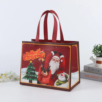 Non Woven Fabric Waterproof Gift Tote Bag Christmas Party Folding Bag Clothing Storage Bag Noel Navidad Print Package Gift Bag