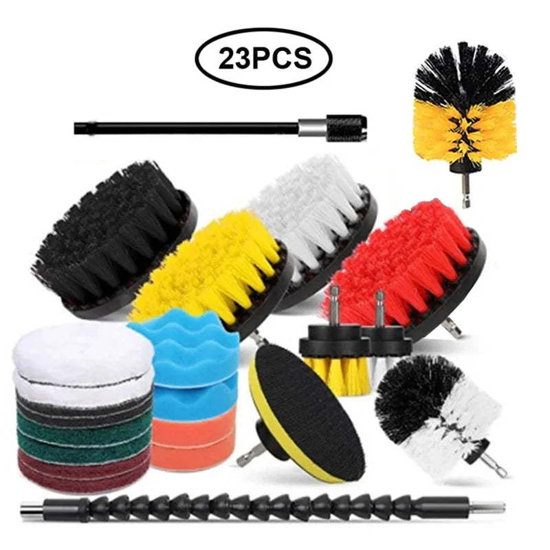 3Pcs/Set Electric Scrubber Brush Drill Brush Kit Plastic Round Cleaning Brush For Carpet Glass Car Tires Nylon Brushes 2/3.5/4''