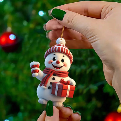 Christmas Decoration Pendant 2D Acrylic Cartoon Christmas Snowman Home Garden Christmas Tree Pendant Party Decoration Supplies