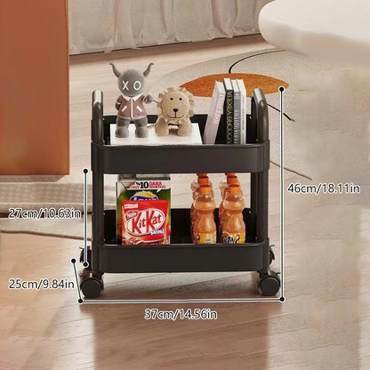 1*Bookshelf Storage Trolley Mobile Kitchen Organizer Cart With Wheels Multi-Layer Bathroom Shelves Household Snacks Storage Rack