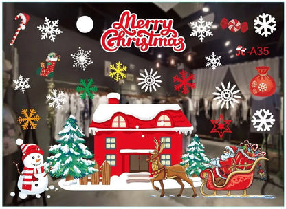 Merry Christmas Decoration for Home 2025 Wall Window Sticker Ornaments Garland New Year Festoon Christmas Decoration 2024 Noel