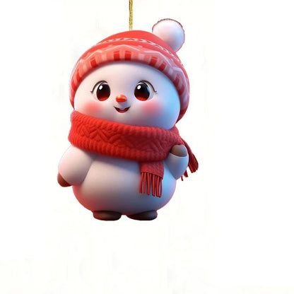 Christmas Decoration Pendant 2D Acrylic Cartoon Christmas Snowman Home Garden Christmas Tree Pendant Party Decoration