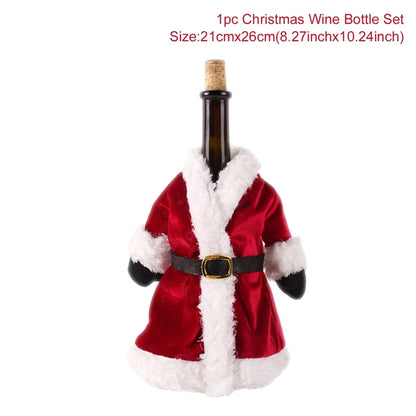 Christmas Wine Bottle Cover Merry Christmas Decorations For Home 2024 Cristmas Ornament Xmas Navidad Gifts Happy New Year 2025