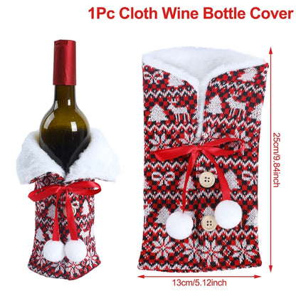 Christmas Wine Bottle Cover Merry Christmas Decorations For Home 2024 Cristmas Ornament Xmas Navidad Gifts Happy New Year 2025