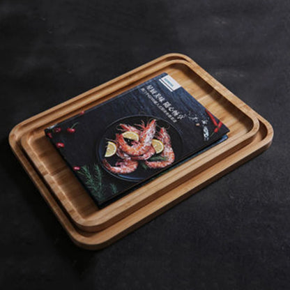 Home Bamboo Serving Tray Round Square Rectangle Breakfast Dessert Cake Tray Decorative Coffee Tea Platter Dinner Plate