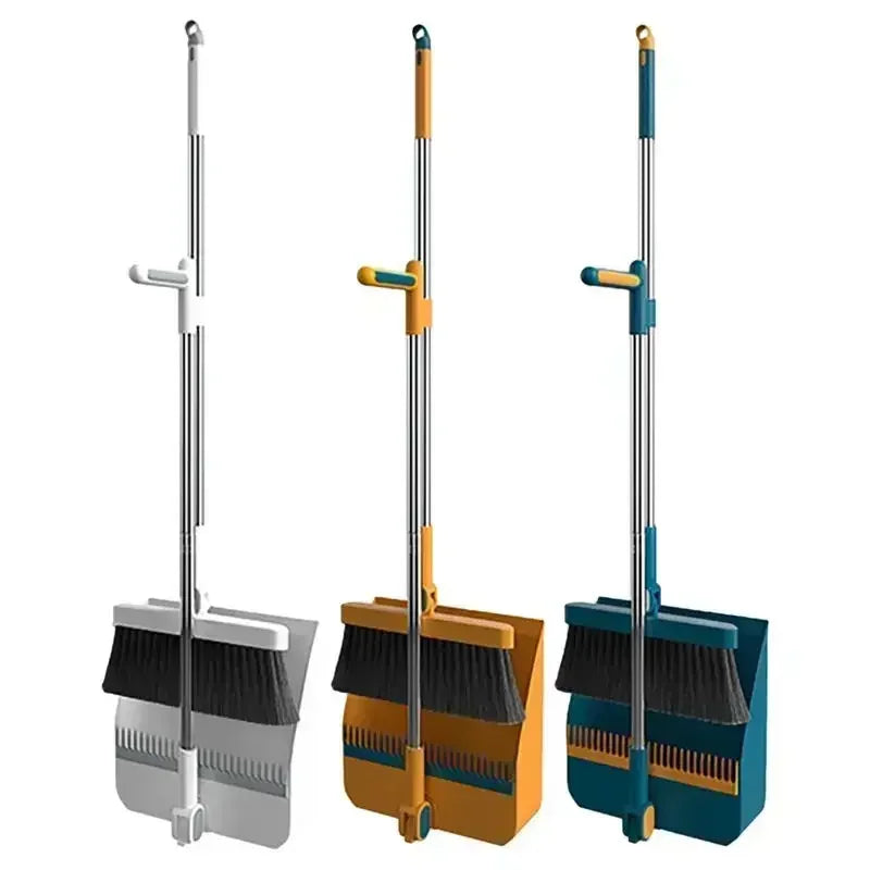 2PCS/Set Foldable Broom And Scoop Set Upright Dust Pan And Brush Set 180 Degree Rotation Dustless Floor Soft Brush Home