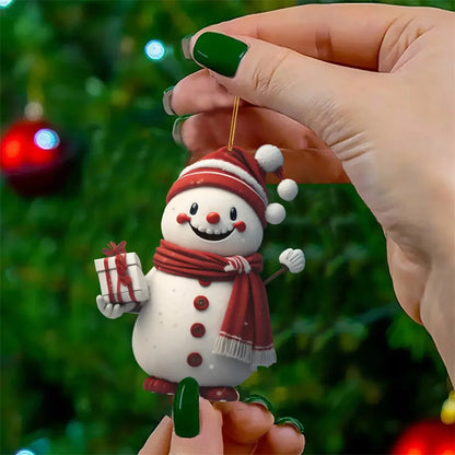 Christmas Decoration Pendant 2D Acrylic Cartoon Christmas Snowman Home Garden Christmas Tree Pendant Party Decoration Supplies