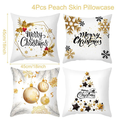 45cm Christmas Cushion Cover Navidad Merry Christmas Decorations For Home 2024 Xmas Noel Cristmas Ornaments New Year Gifts 2025