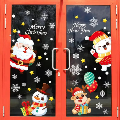 Merry Christmas Decoration for Home 2025 Wall Window Sticker Ornaments Garland New Year Festoon Christmas Decoration 2024 Noel